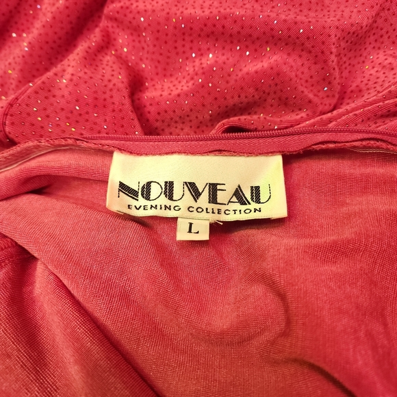 ★RARE★Vintage Hot Pink Evening Gown By NOUVEAU Evening Collection L Silver Glam﹏ - Picture 9 of 9